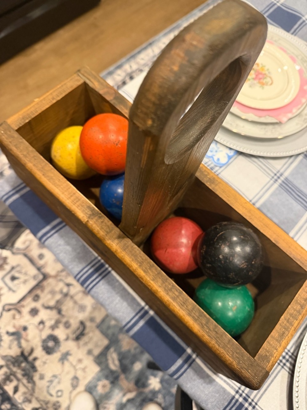 Vintage Handmade Wooden Caddy | Rustic Farmhouse Tote | Primitive Carry-All - Picture 6 of 6